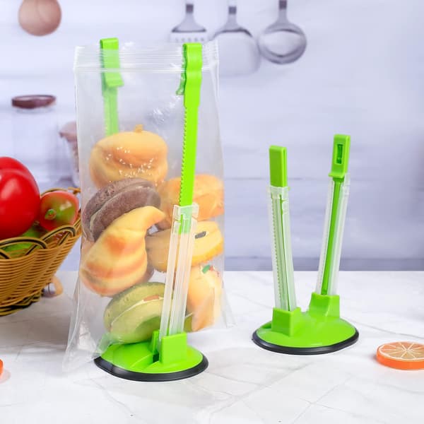 2 stk. Baggy Racks, Justerbart Sandwichpose Stativ, Madpose Clips Stativ, Mad Prep Pose Holdere Stativ - Grøn (2)