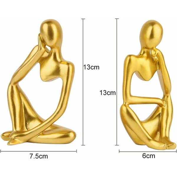 Moderna Tänkare Hartsskulpturer, 2-pack Abstrakt Tänkare Staty, Guld