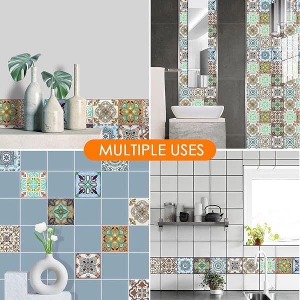 Self-adhesive tile stickers, 20 pieces, 15x15cm, waterproof PVC for kitchen and bathroom