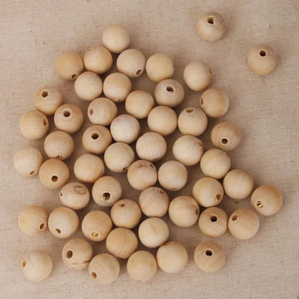 100 stk naturlige trekuler med hull til DIY-dekorasjoner - 6 mm + 10 mm