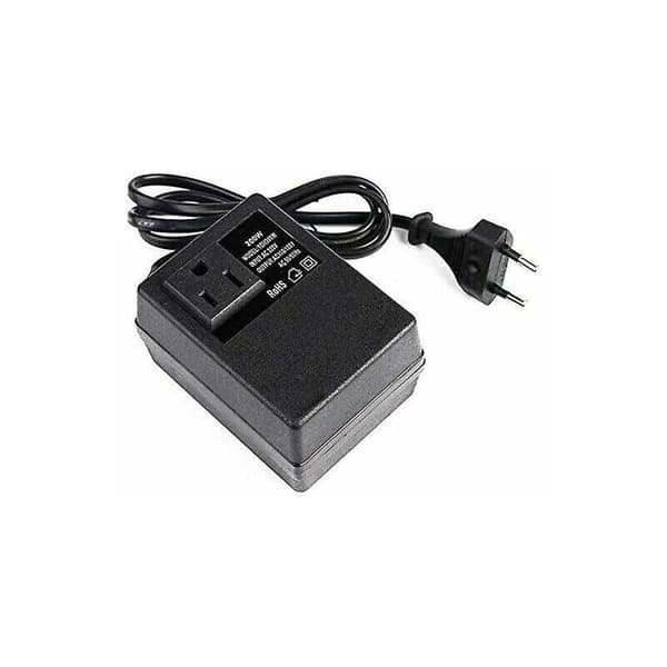 1 stk - 220V til 110V transformer, 200W, med europæisk stik, til reduceret spænding.