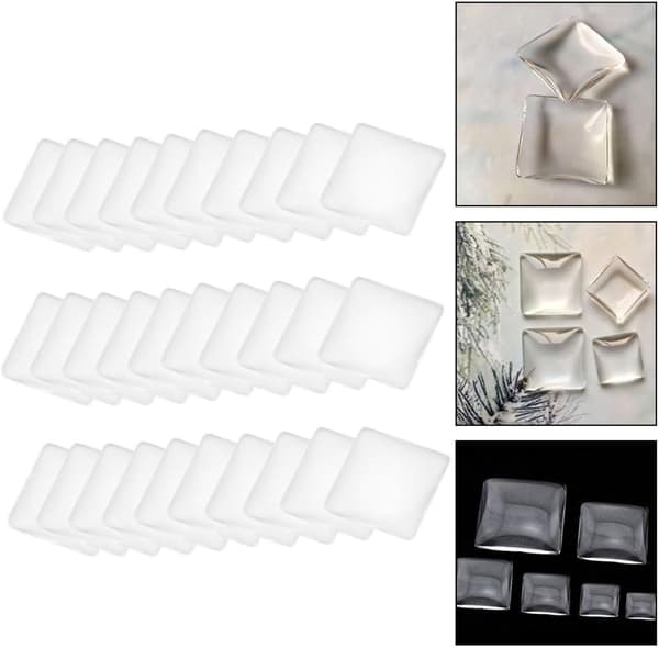 100 stk krystalglaslapper DIY glas cabochons firkantet ædelstenslappe