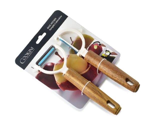 BASIC KITCHEN - Komplett sett med 2 skrellere COOKINI, flerfarget