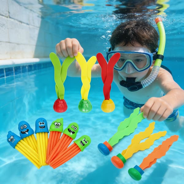 Diving Toy Set for Kids Pool - Swim Training Game - Underwater Dive Ball - Seaweed Octopus Pool Game