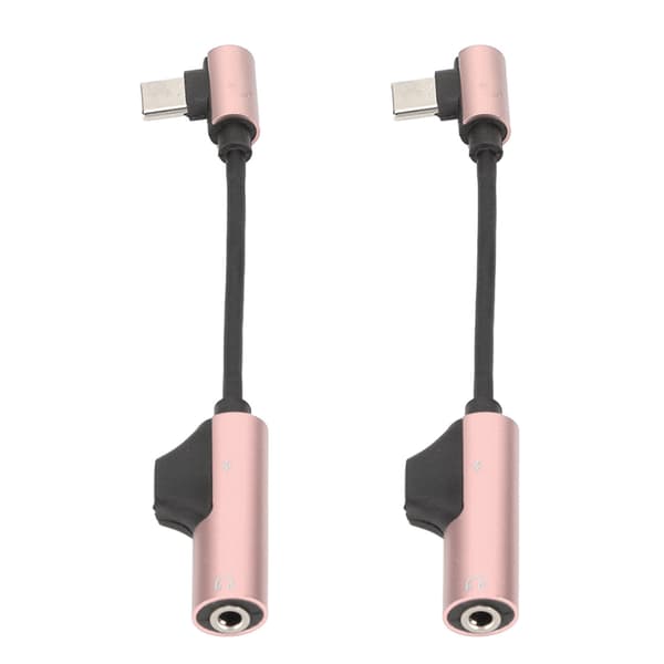 2 stk. Type C til 3,5 mm hovedtelefonadapterkabel 2 i 1 funktionel bøjelig hovedtelefonadapter til Type C telefon tablet PC Pink