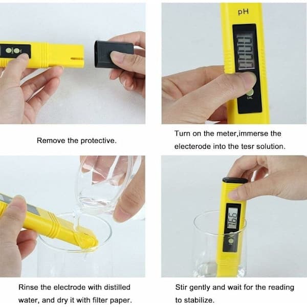 Professional pH Meter, Automatic Calibration Function and 0.00-14.00 Measurement Range for Water, Portable Aquarium, Hydroponics, Pool