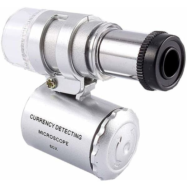 60x Mini Magnifier, Pocket Magnifier Microscope LED UV Light for Jewelers KLB