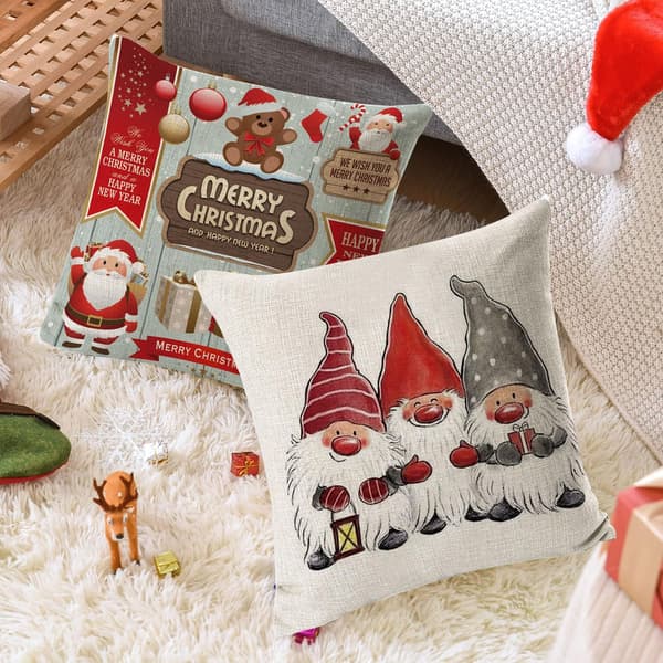 4-pack julkuddfodral, 45 x 45 cm julkuddfodral, julkuddar, juldekoration, kuddfodral