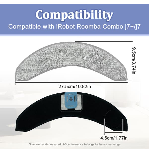 6-pack Replacement Mop Pads Compatible with iRobot Roomba Combo J7 J7+ Vacuum Cleaner - Washable and Reusable Microfiber Mop Pads