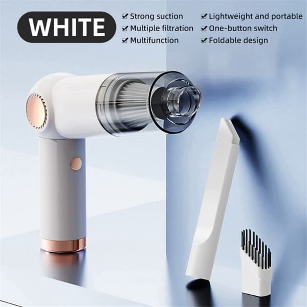 Mini Portable Folding Vacuum Cleaner, USB Rechargeable, Cordless, High Suction Power, for Home and Car