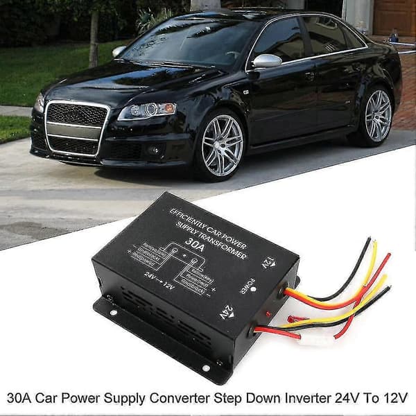 24V til 12V 30A Bil Strømforsyning Transformator Omformer Lastebil Buss DVD Lyd Modifikasjon Effektiv Ve