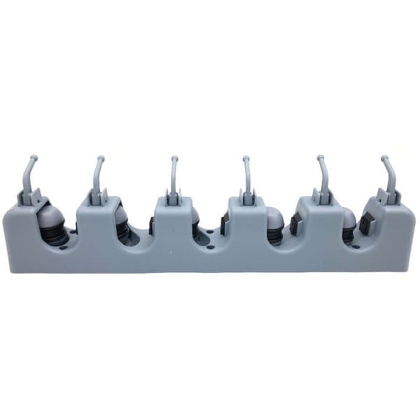 Wall-mounted 11-piece accessory system with 5 garden/tool holders and 6 hangers - 405 mm length - Black - Storage system