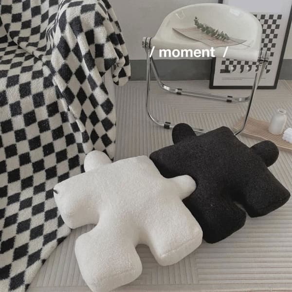 Soffapude Plys Pude Ultrablød Puslespil Pude Specialform Til Sofaseng Lys Sort Pude PUDE