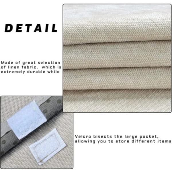 Non-slip Sofa Armrest Organizer with 5 Pockets Linen Fabric Remote Control Holder for Sofa Armchair Beige 88.9 x 31.5 cm