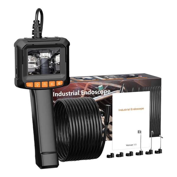 Endoscope Camera, 1080P HD Endoscope, IP67 Waterproof 2.4 Inch IPS Screen Pipe Inspection Camera, 5M Semi-Rigid Cable, 8 Adjustable LED Lights