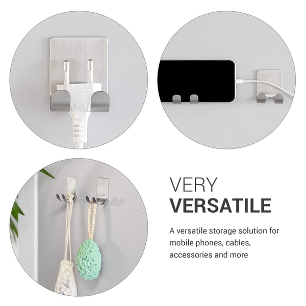 2X Razor Holder - Self-Adhesive Zinc Alloy Razor Wall Mount - Bathroom Organizer for Showers - Silver