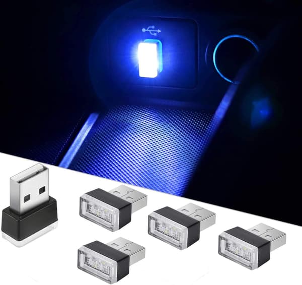 30 stk. blå LED-atmosfærelys til bil, plugin-lys 5V Mini Int