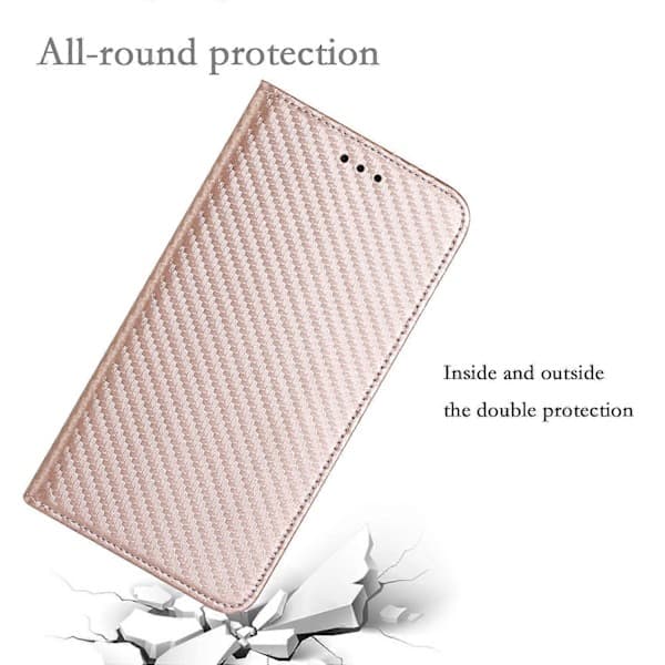 Läder Flipfodral för Samsung Galaxy A56 5G, Plånboksfodral med Magnetlås och Stativ Roséguld