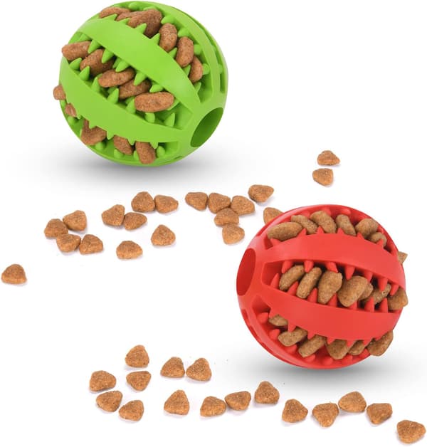 flintronic 2 stk. Slidstærk Naturgummi Foderbold til Tandrensning Interaktive Hundelegetøj (5 cm)