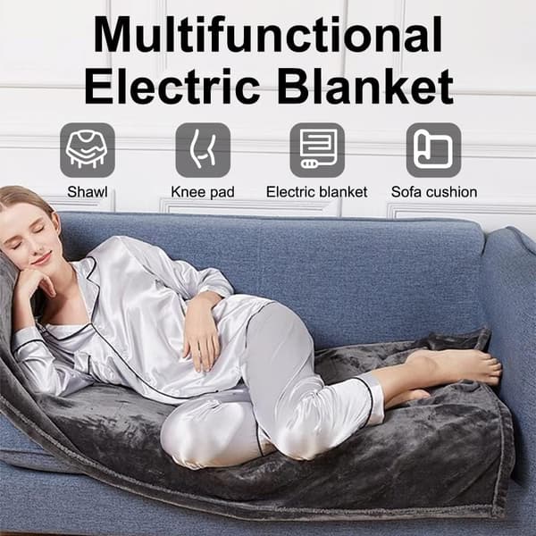 Electric Blanket, 150 x 85 cm, Flannel Heating Blanket, Fast Heating and 3 Heat Settings, Soft and Comfortable, USB Powered Heating