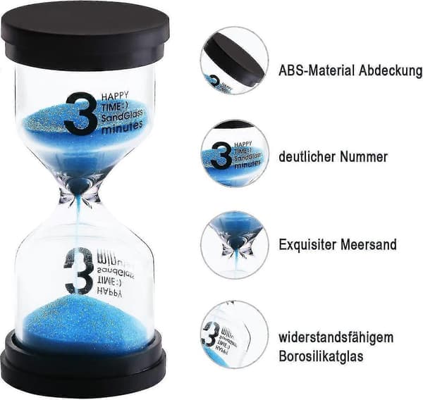 6 farger timeglass sett 1min/ 3min/ 5min/ 10min/ 15min/ 30min dekorasjon tidsmåler timer for barn