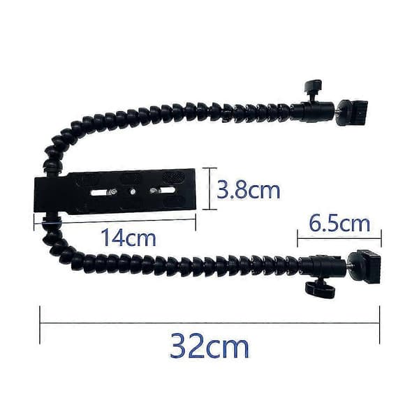 Fleksibelt Dobbeltarm Flash Shoe Mount Holder til Makrofotografering Kameratilbehør