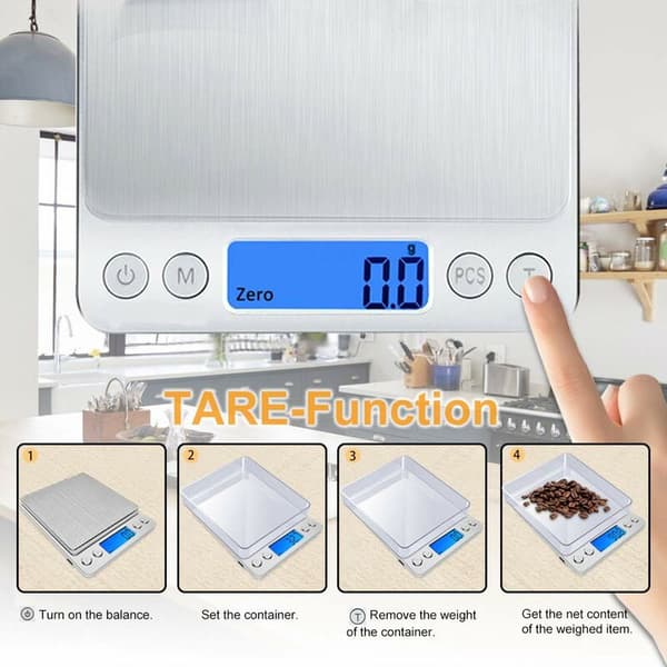 Digital Kitchen Scale with USB Charger, Professional Digital Scale with 9 Conversion Units, Tare Function, KLB