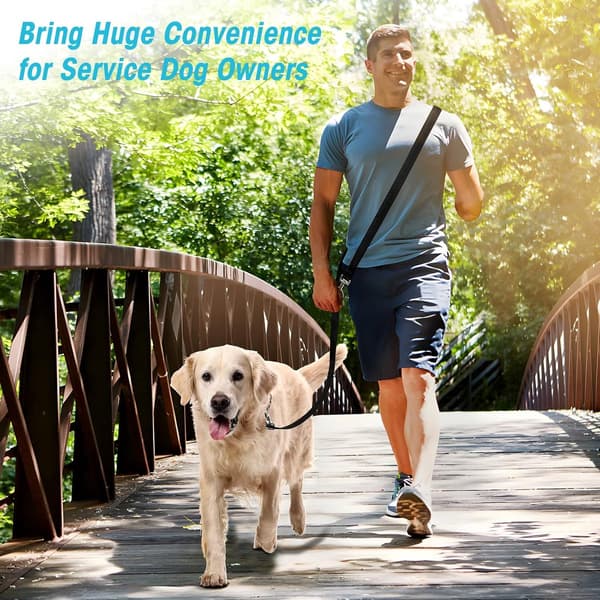 Handsfree Adjustable Dog Leash, 243 cm Double Handle Nylon Training Leash with Strong Clip for Walking, Running, Hiking, Black