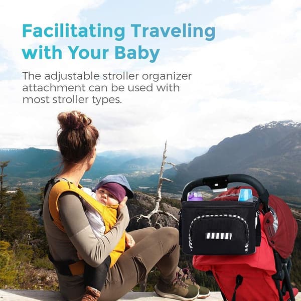 Multifunctional Stroller Bag with Large Capacity, Black KLB
