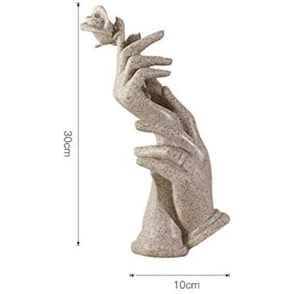 Dekorativ harpiksskulptur til hjemmet Figur Hænder Ornament Par Bryllupsgave Ornament Grå Grey