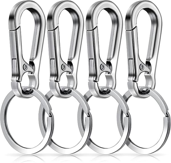 Metalnøglering, karabinhage, kæde, krog, organizer, unisex, 4-pak
