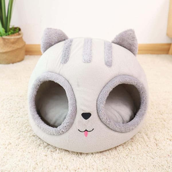 Cat Bed - Soft Washable Cover - Cat Head Shape - Comfortable Pet Kennel with Soft Washable Bed 35*35cm*30cm