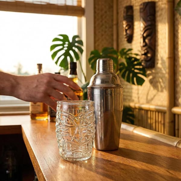 6-pack moderna Tiki-glas, dubbla Old Fashioned-glas, Hawaiian-stil, cocktailmugg, klar, 473 ml