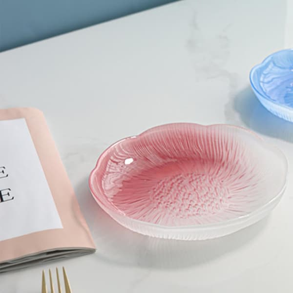 Frugtfad Glas Krystal Dessertfad Serveringsfad Multifunktionel Bakke Snacks Slik Dekorativ - 19,5cm - Rosa