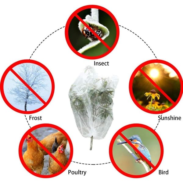 Fruit Tree Net, Insect Net, Set of 2 Plant Protection Nets with Drawstring, Garden Net (1 x 1.5 m/Mesh Size 0.8 mm) KLB