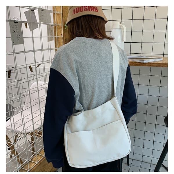 Canvasväska Mode Messenger Väska Student Axelväska vit