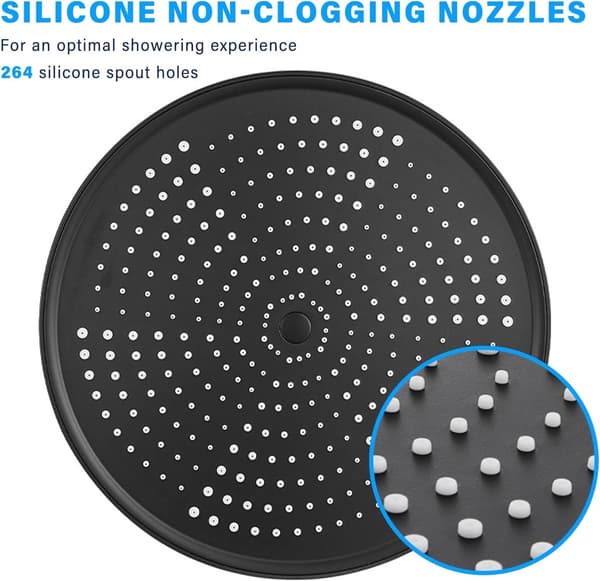 Loftbruser - Deluxe - Regnbruserhoved - Bruserhoved - 25 CM - Sort - Universal tilslutning - Moderne regnbruserhoved