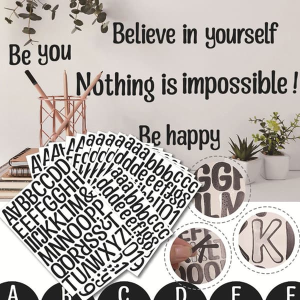 Sheet of self-adhesive letters to stick on, uppercase and lowercase, KLB