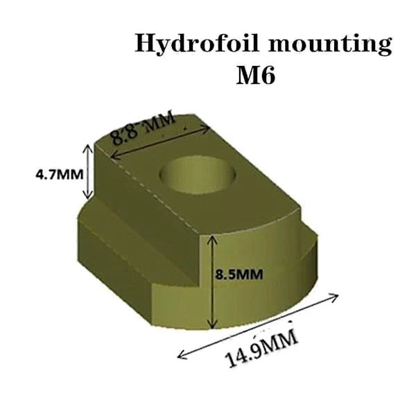4 pcs FoilMount Size M6 and 4 pcs Hydrofoil Screw Mounting T-Nut for All Hydrofoil Track Surfing