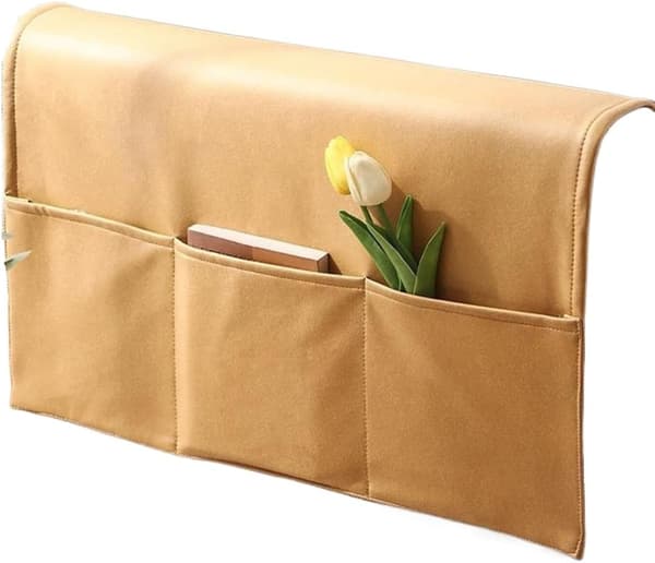 Stol Organizer Sofa Armlene Trekk Organizer, Lenestol Fjernkontrollholder for Sofa Lenestol Caddy med Lommer Oppbevaring, Gul