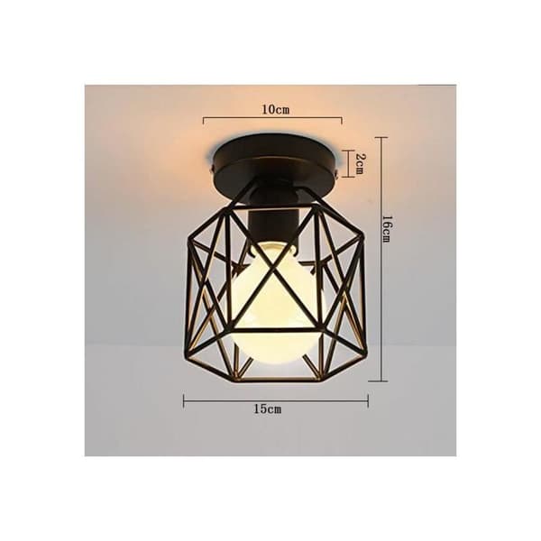 Sett med 2 industrielle firkantede metallburlamper, taklampe_tfrf