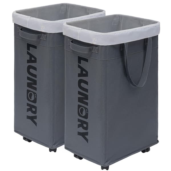 Laundry Basket with Wheels, 75L Foldable Large Laundry Hamper, Laundry Cart with Removable Laundry Bag for Laundry Room-tfrf
