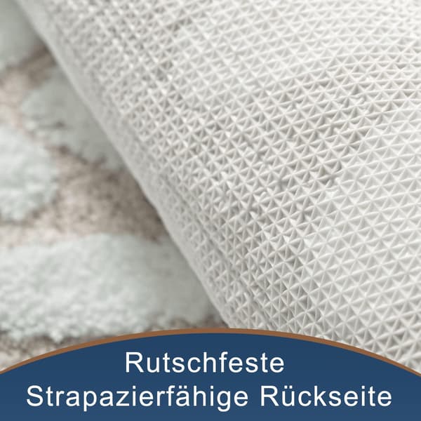 White Flower Beige Bathroom Mat (Khaki) - 50 x 80cm Non-Slip Ba