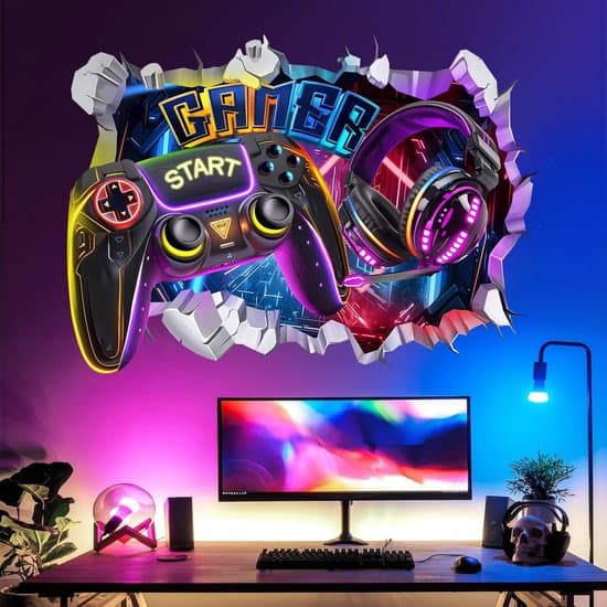 Wall Decal - Gamer Wall Decal with 3D Effect - Self-Adhesive and Removable - Easy to Apply Without Damage - Customize Your Gaming Room or Bedroom