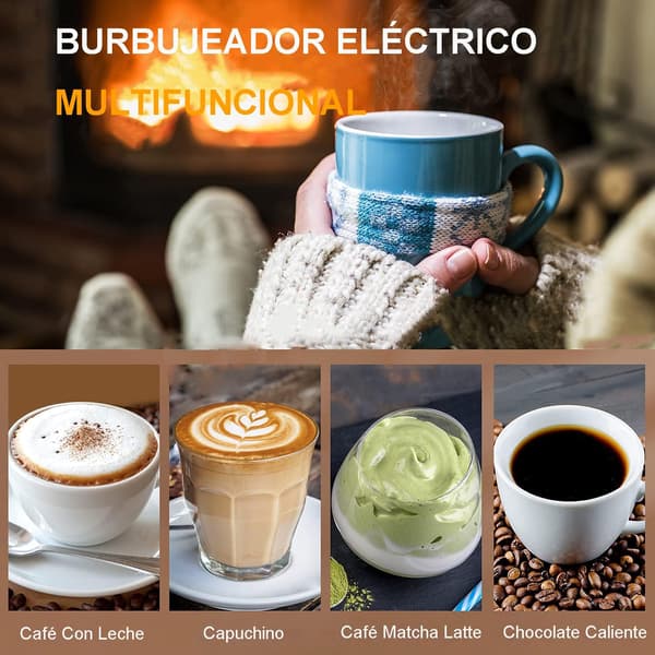 USB Mælkeskummer, Elektrisk Mælkeskummer, 3 Hastigheder Justerbar, med 3 Piskeris i Rustfrit Stål, til Kaffe, Matcha