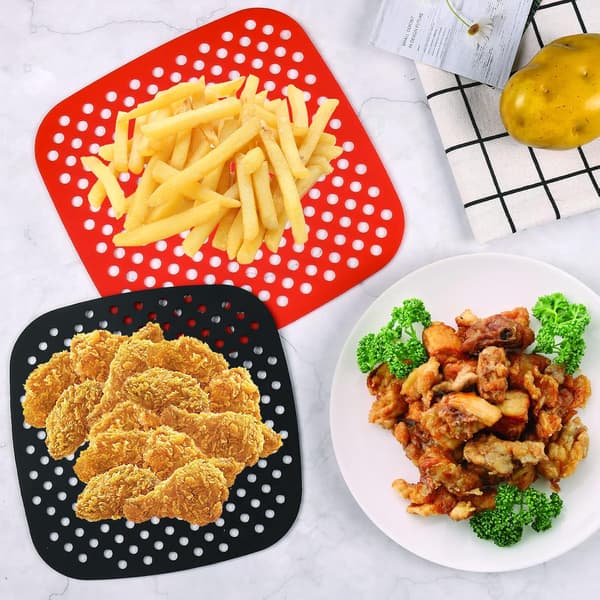 Airfryer Mattor, 2 st 19 cm och 21,5 cm Silikon Airfryer Mattor