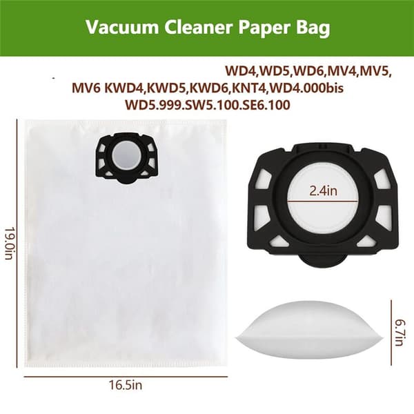 Reservedele Støvsugerpose Kompatibel med WD4 WD5 WD6 MV4 MV5 MV6 Støvsugertilbehør