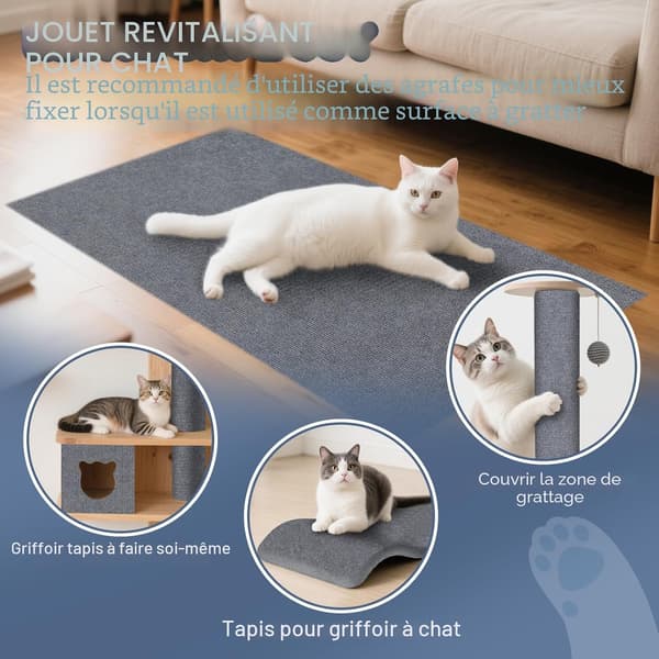 Self-adhesive scratching mat for cats, anti-scratch sofa protector for cats, DIY wall and sofa scratching post (grey 200CM)