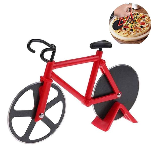 Röd pizzaskärare cykel pizzaskärare rostfritt stål non-stick beläggning KLB