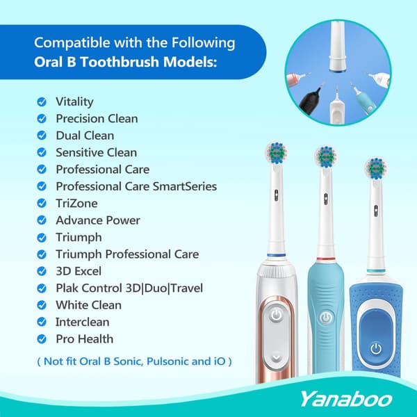 Compatible Replacement Brush Heads for Most Braun Oral B Electric Toothbrushes (8-Pack in White)